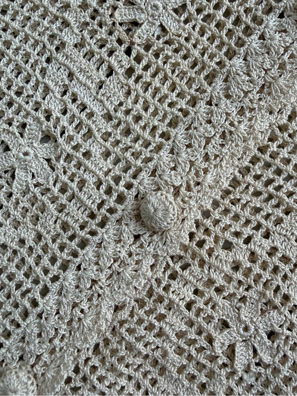 Hand Crocheted Vintage Button-Up Vest - Cream - Picture 3 of 5